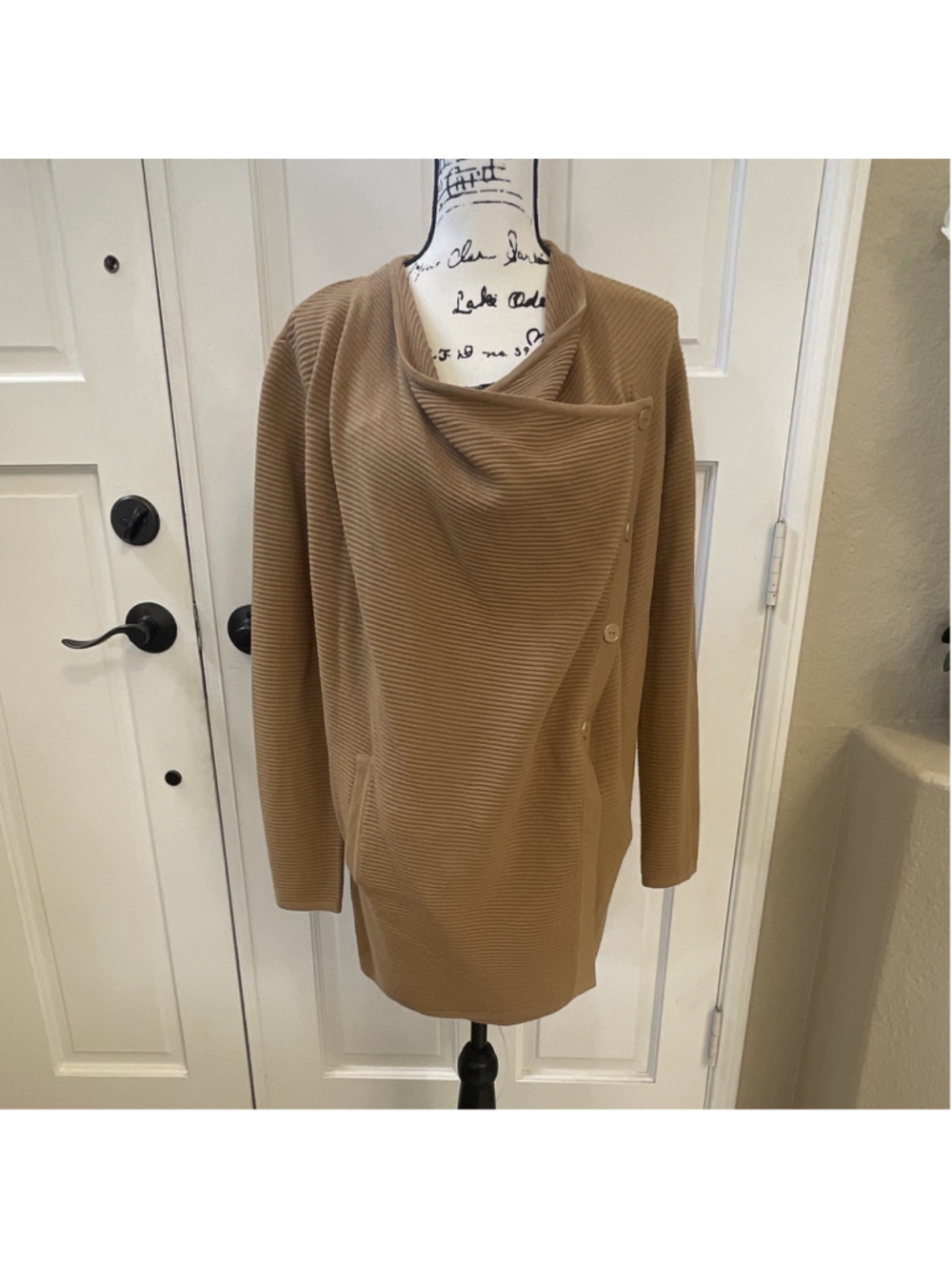 89th + Madison Women’s Solid Tan Open-Front Knit Cardigan Sweater S/P